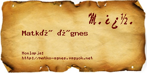 Matkó Ágnes névjegykártya